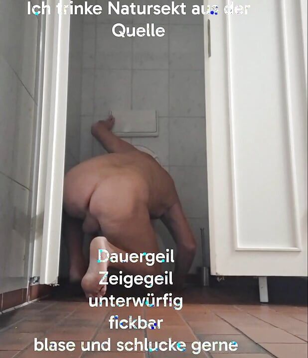 Naked and playable in the public toilet
