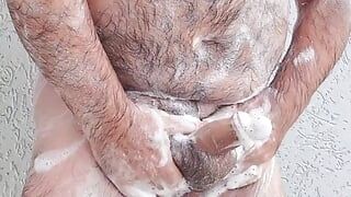 Hairy Daddy Taking An Outdoor Shower