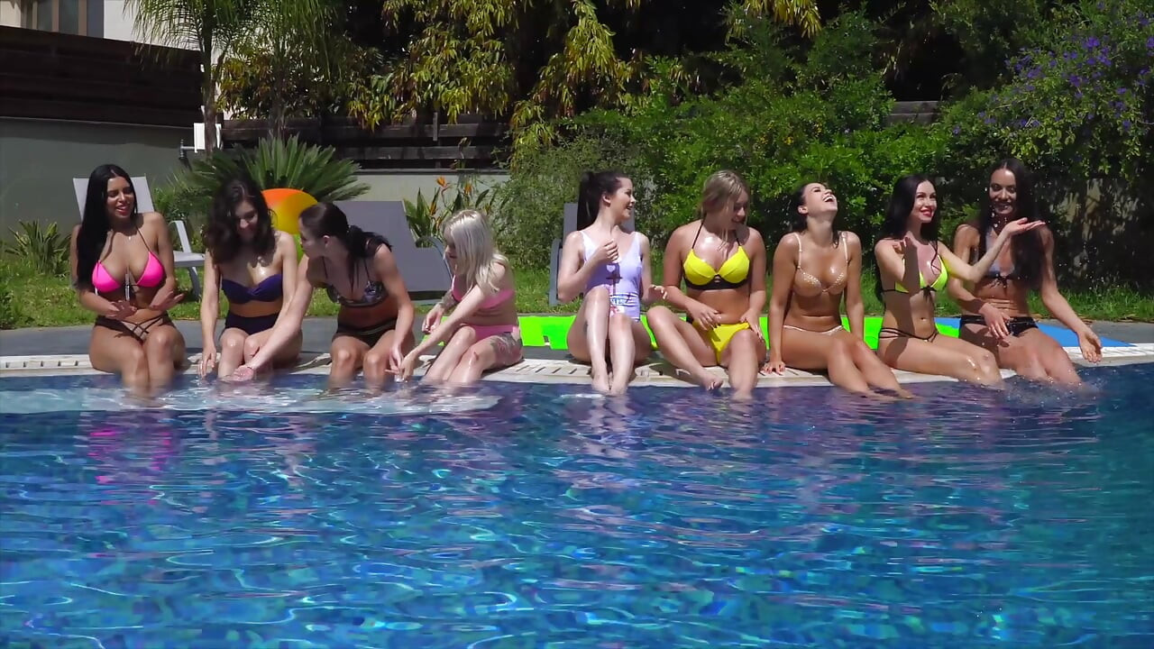 Real wild lesbian teen pool party