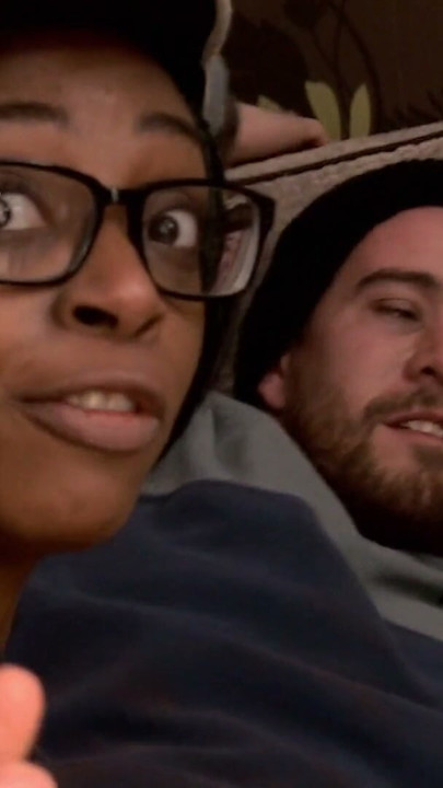 Saggy tits ebony beauty Lola Marie gets white cum on her glasses | Clip 1
