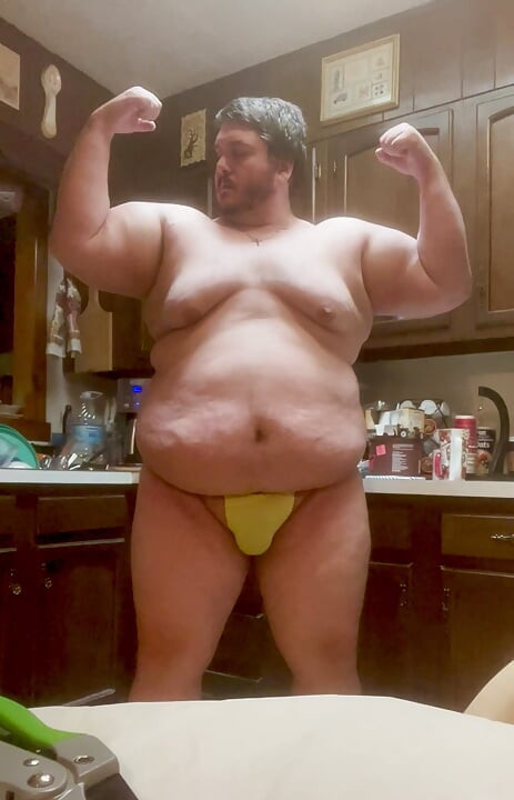 Gargantuan Obese Muscle Chub Slowly Flexing His Beefy Body