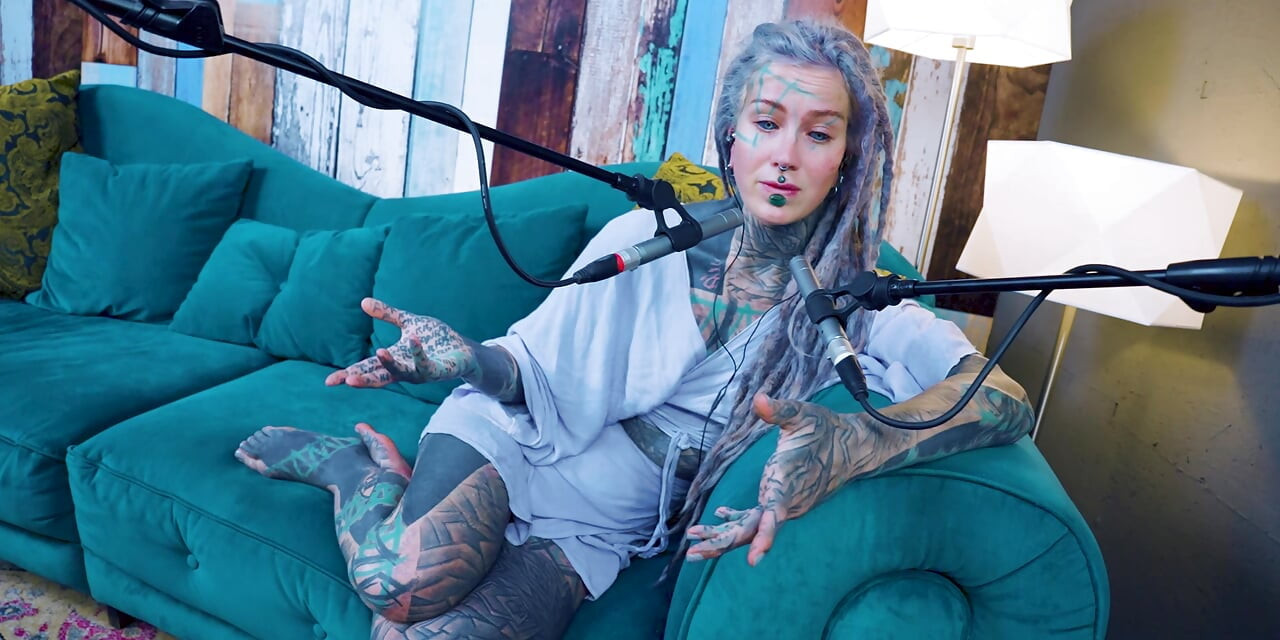 I talk about U - uncomfortable - ASMR podcast SFW talking goth skinny girl dreadlocks tattoo model inked girl
