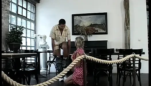 German granny in stockings gets fucked by two horny dudes