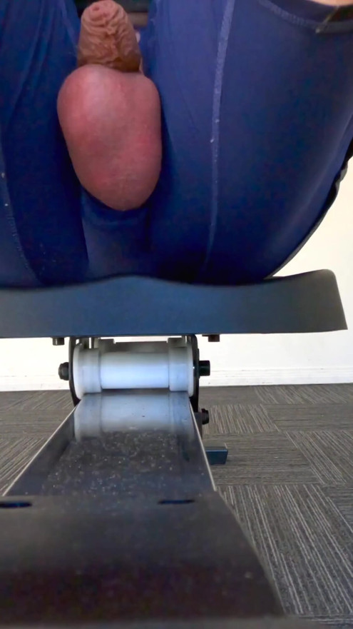Straight guy rides the rower in the hotel gym with his cock out | Clip 2