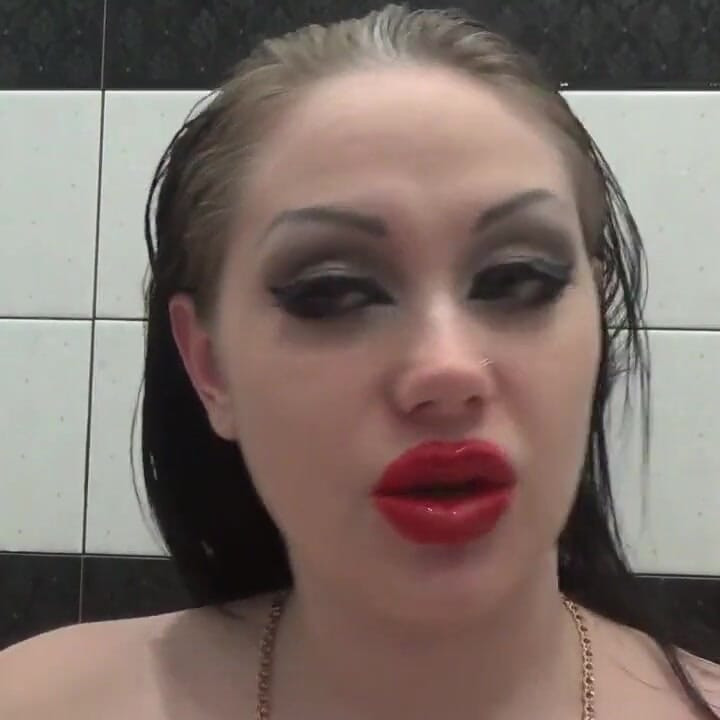 Hair washing and wet hair brushing with sexy makeup