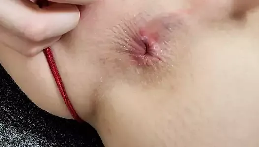 Sissy Hole Close-Up, Pink Tight Asshole, Pre-Cum, Uncut Clitty