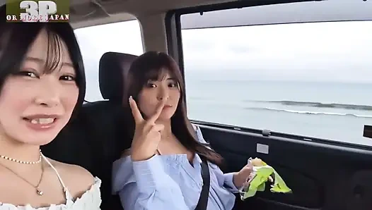 Cute Busty Duo in Swimwear. Playful Three Way Summer Encounte