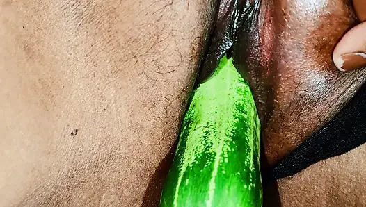 Cucumber in my Hot Small Desi Pussy