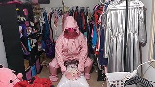 Розовый костюм из ПВХ с дыхательной надувной горбиной из ПВХ