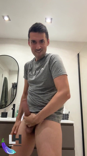 Memorable moment from "hot daddy jerks off like crazy and busts a thick load"