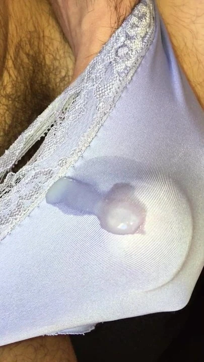 Cum in blue satin panties ...