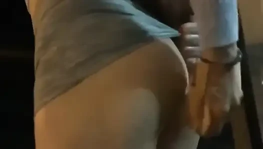 Slutty Sissy Gym, Bus Stop, Booty Shorts Dildo Assfuck