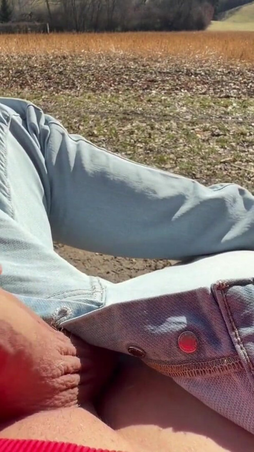 Jacking hard beautiful dick with view and cumming in the sun | Clip 2
