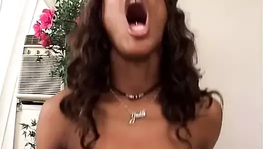 Naughty ebony with great tits deep throats and takes big black cock