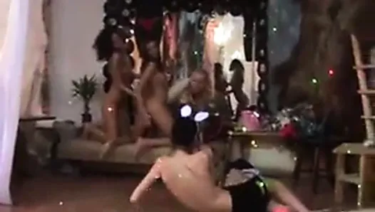 Naked students play hot sex games at the private party