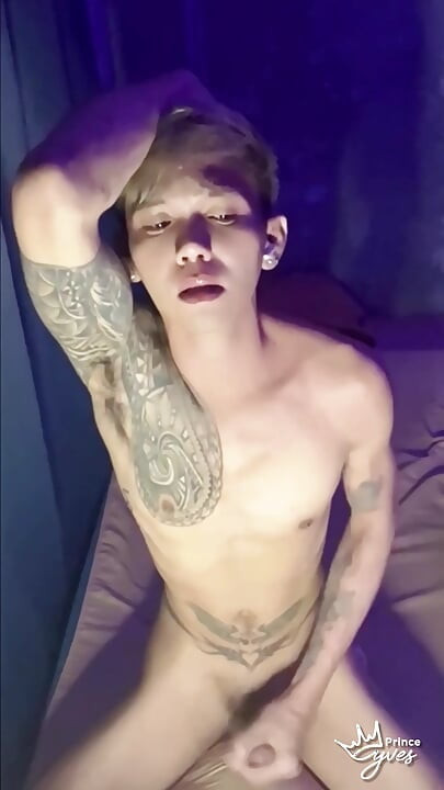 Filipino Inked Horny Twink Teasing and Masturbating Until He Cums