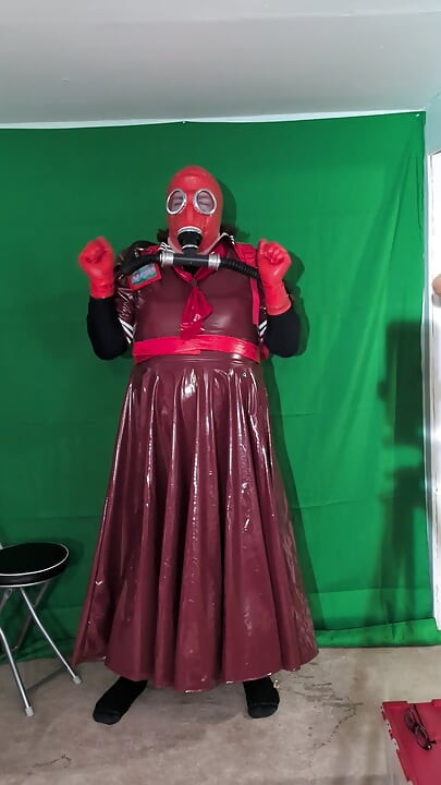 Gasmask and Bubble Bottle Backpack, pvc School Girl and Vibrator Wand