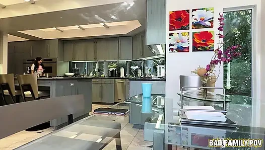 BadFamilyPOV - stepdaughter Tifa Quinn greets her stepdad with a naughty surprise