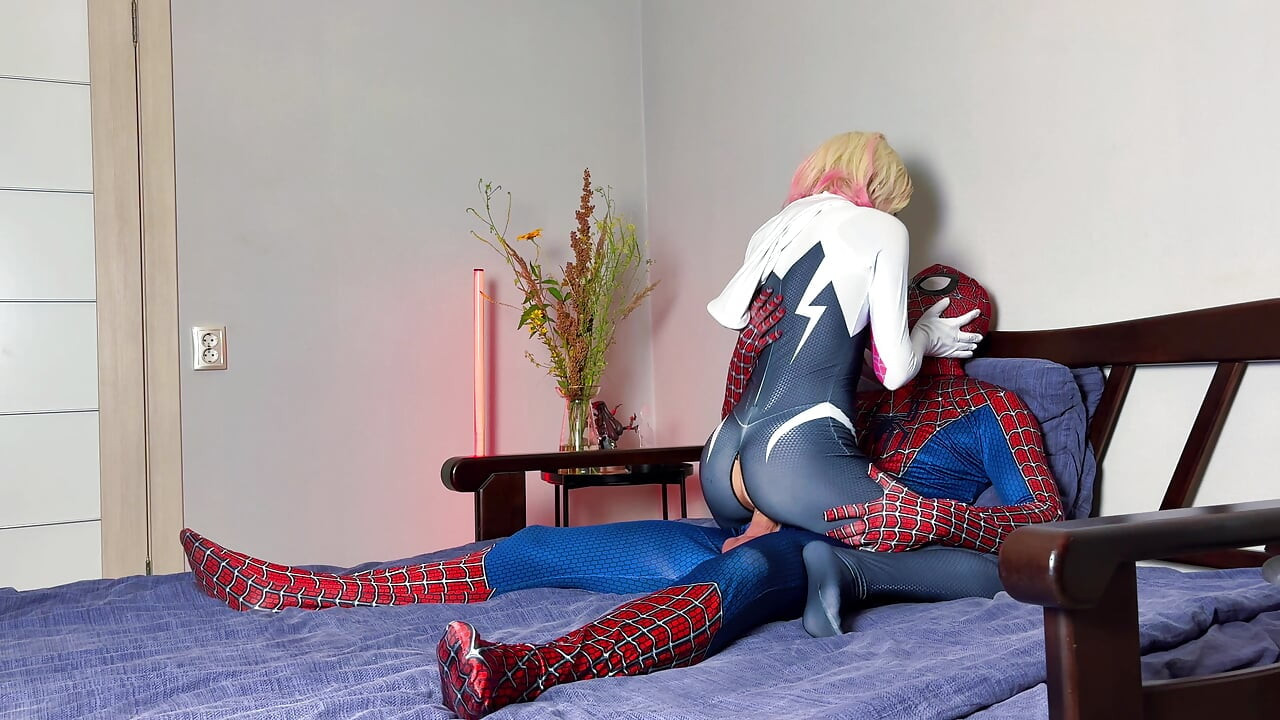 Gwen Stacy rides on Spider-Man’s dick