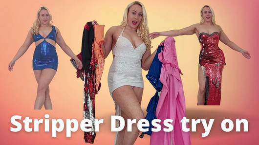 Stripper-Kleid anprobieren, ziehen