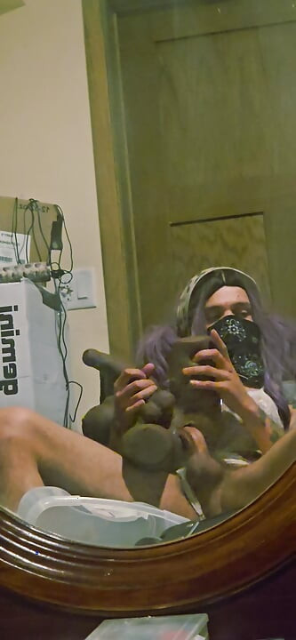 Purple-Haired Sissy Slut in Lace - Tgirl Creampie & Cum Play