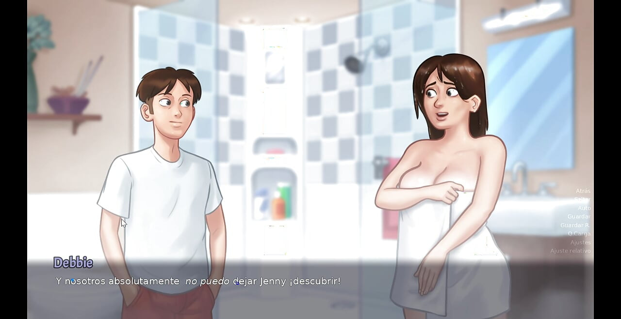 Stepmom goes into the bathroom to masturbate her stepson