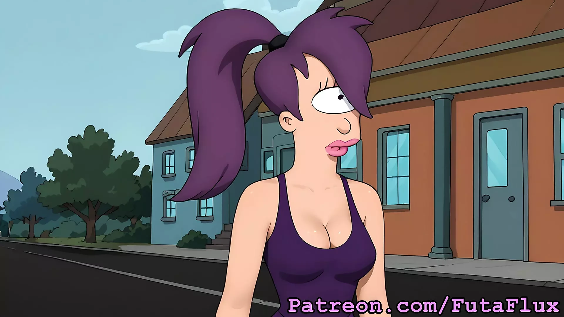 Futanari Turanga Leela from Futurama Masturbating