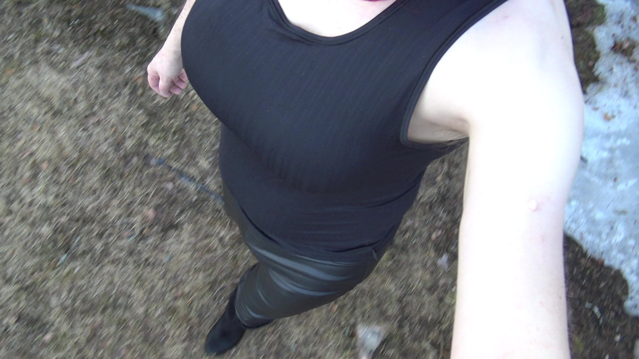 Me walking in leather pants