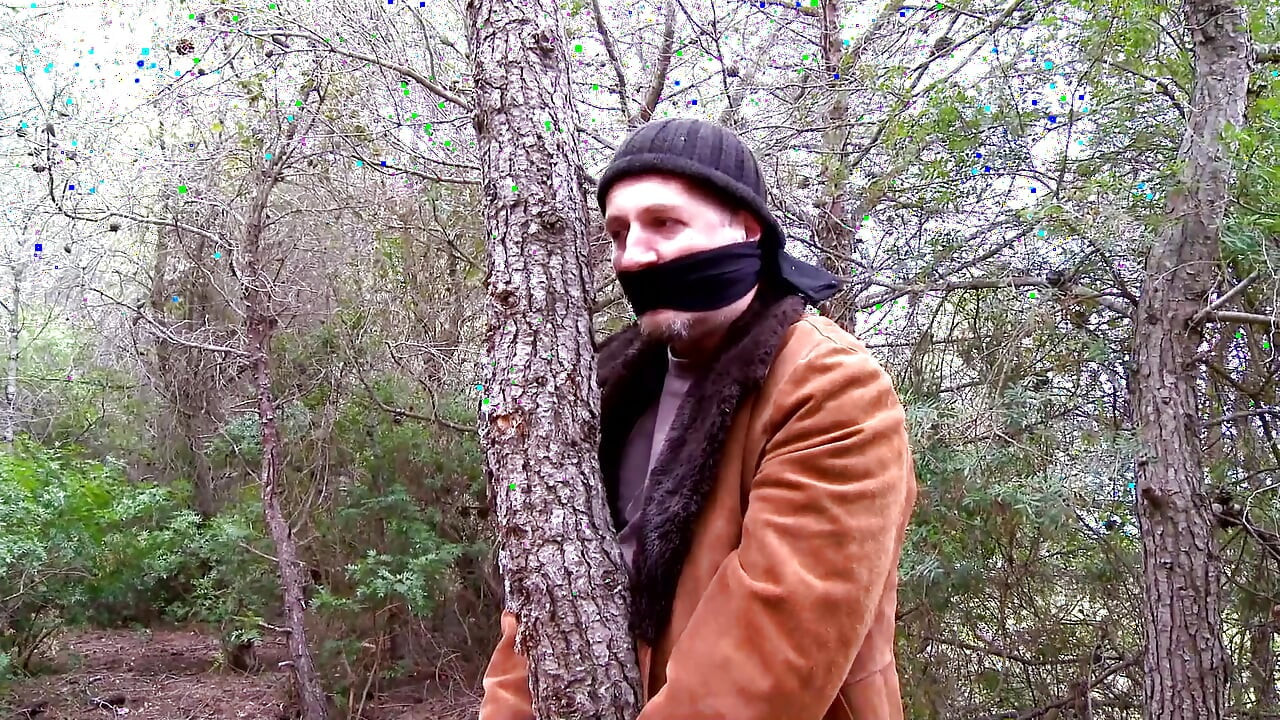 Man gets tied up and fucked hard in the woods