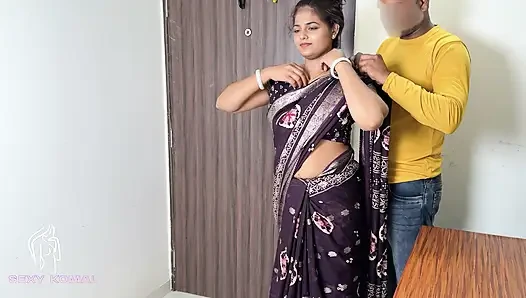 The tender garden was looking up at the coconut tree with the saree up and then the owner took it home and fucked the table.