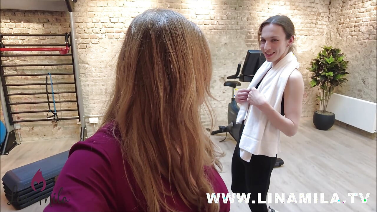 German trans girl creampies Lina Mila in the gym