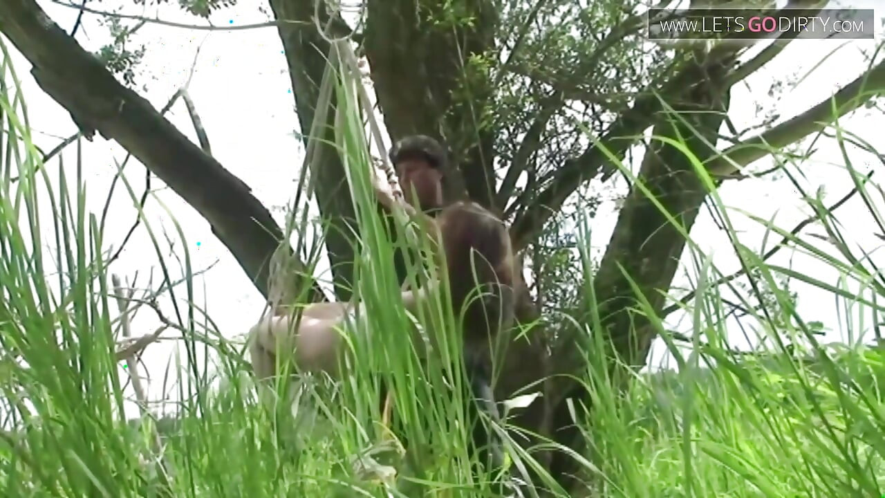 Hot girl gets bound in the bushes for a hard fuck later