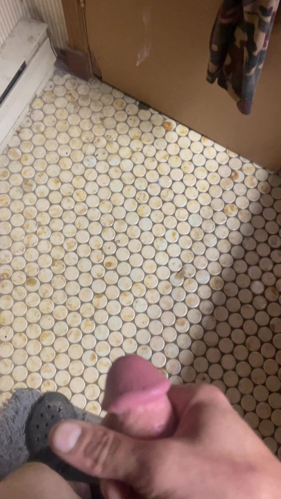 Busting a fat load on the bathroom door!