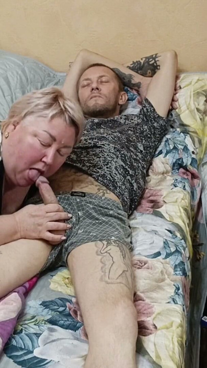 Mother-in-law wakes me up with a deep blowjob | Clip 2