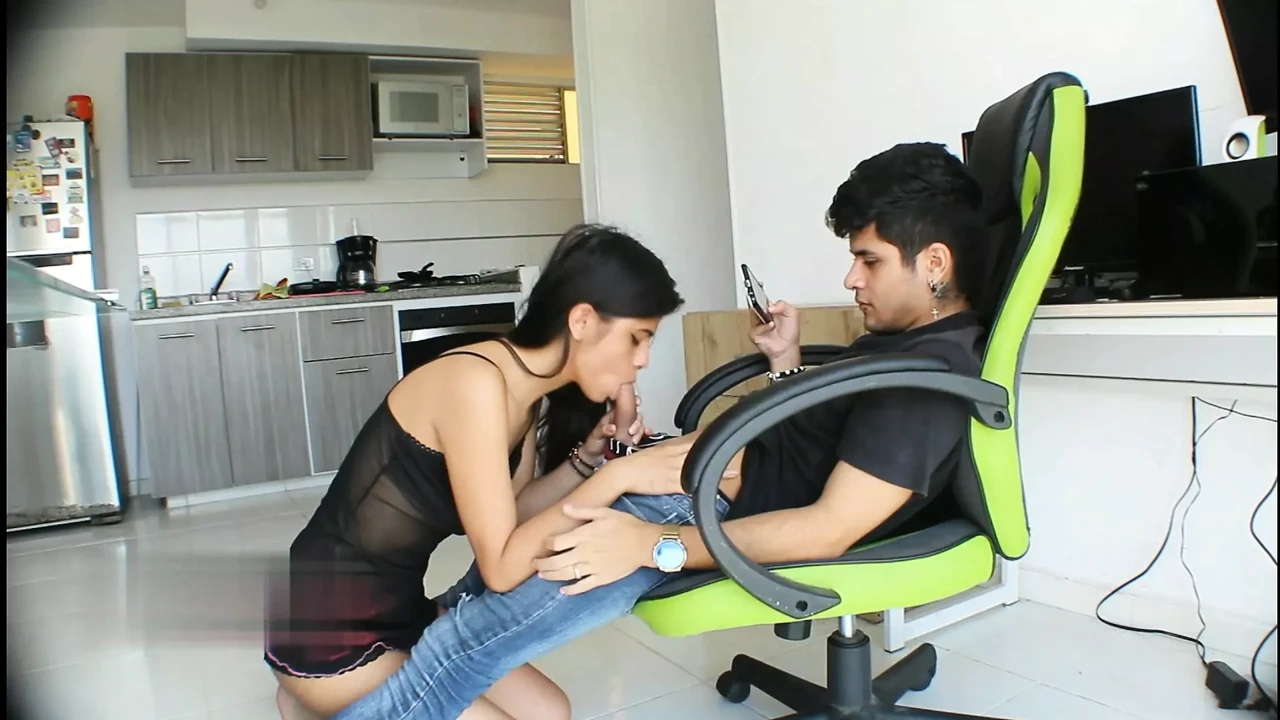 Beautiful brunette Indian sucking my cock until she gets the most out of it - Porn in English