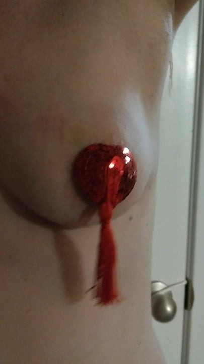 Red Head Talking  abusing saggy tits worn out