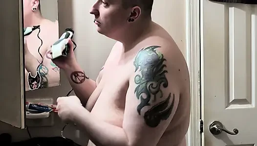 Nude haircut on chubby ftm