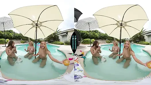 3 Hot babes ride and suck a Thundercock