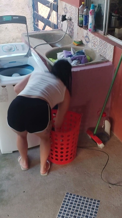 The boss left and the maid couldn't resist my erect dick | Clip 1