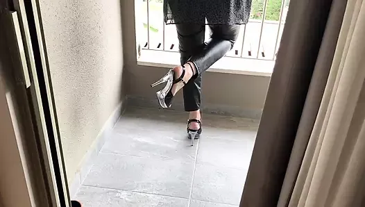 High Heels and Leggings in a Hotel Room