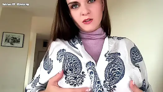 Sticky Stepmother's cumshot was caught by her nerdy stepson, and he licked it