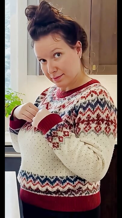 I grabbed my big tits and played with them in many sweaters for my 63f lesbian roommate I wanted to scissor lick and 69 her