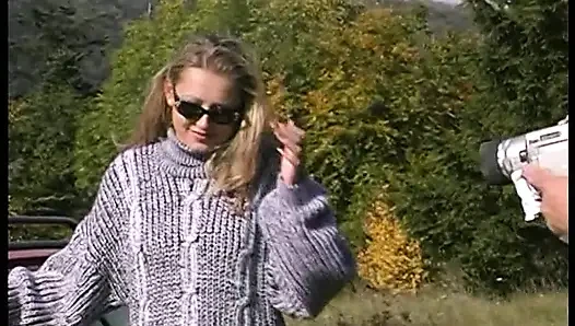 Busty blonde pussy licked and slammed outdoors