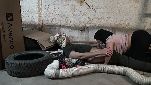 Nymphomaniac girl has sex with a broke ass bum on the street in New York City