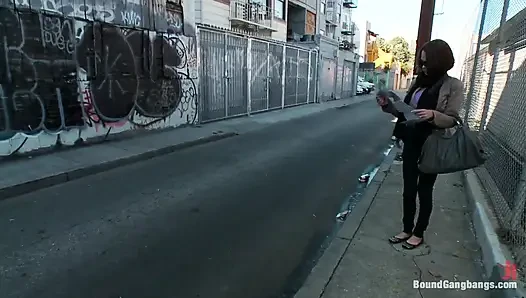 Tiny Tourist with Huge Tits Gets Grabbed Into a Van and Destroyed by Big...