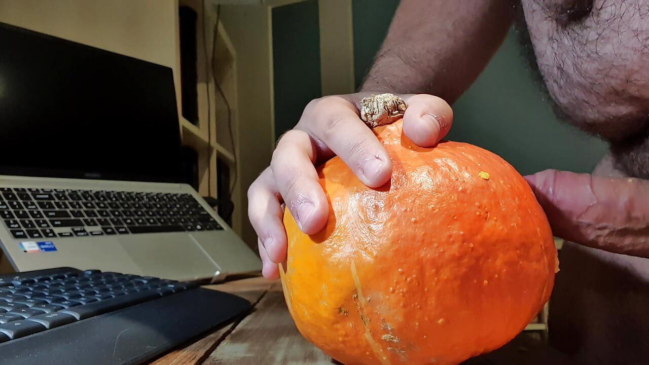 Fucking a pumpkin with my dick for dinner