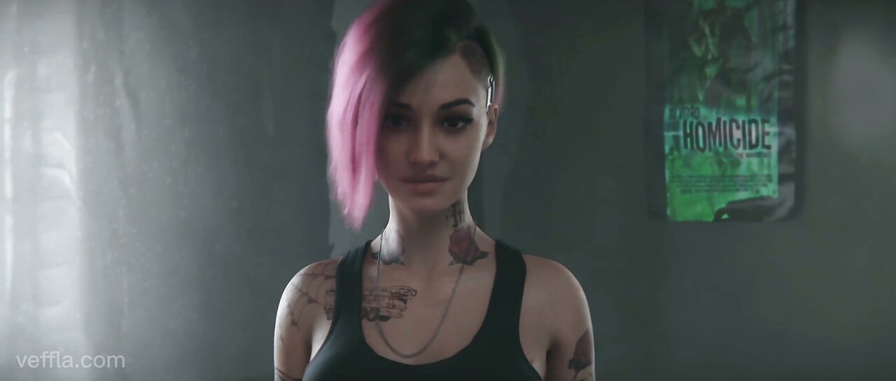Judy Alvarez Cyberpunk 2077 rosa-håret ludder suger kuk i forlatt fabrikk – rå POV blowjob