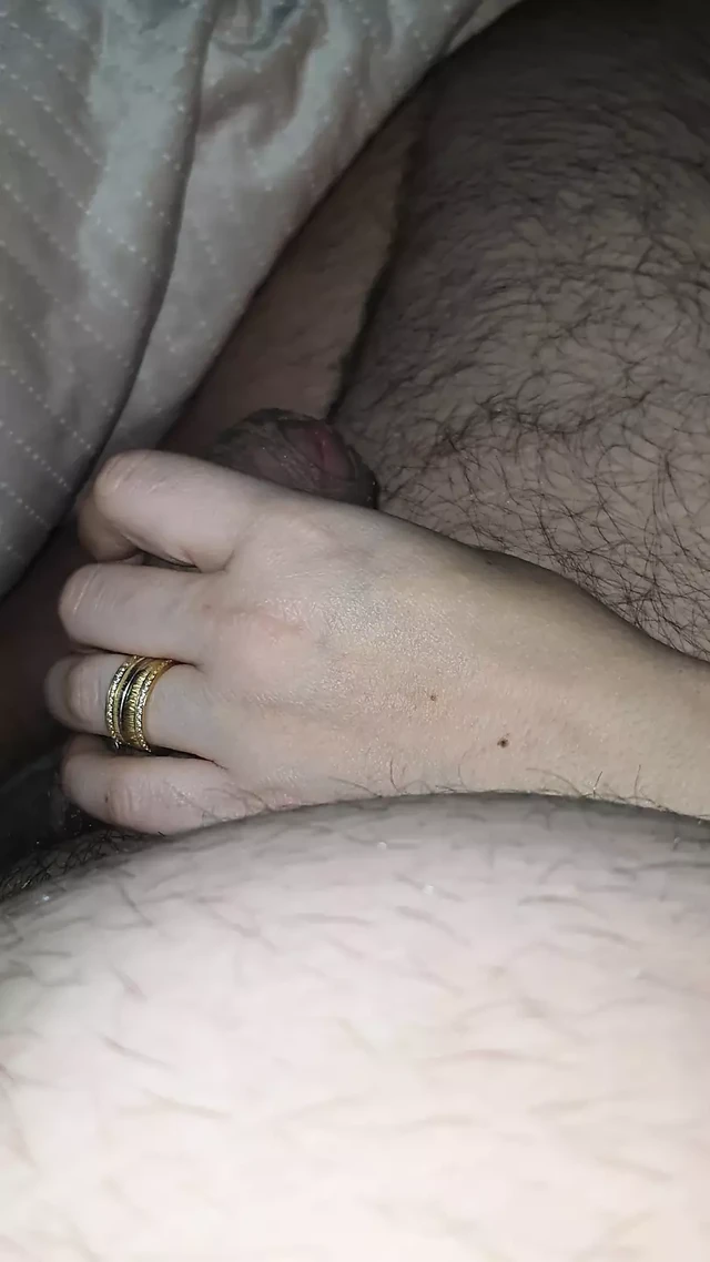 Step mom hand slip into step son dick and handjob him gentle
