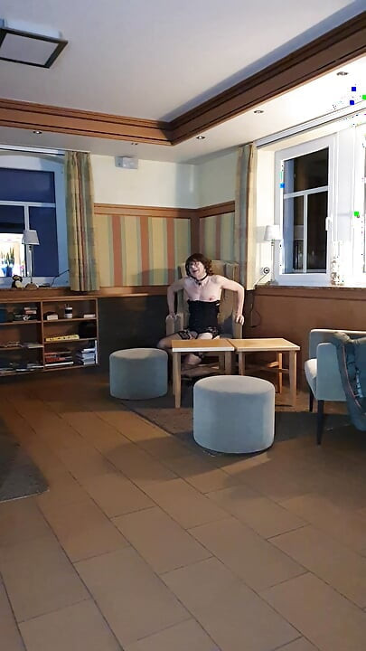 Horny in the hotel lobby