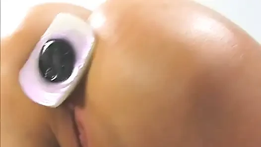 Dirty teen fucks her ass with a toy before getting her tight holes smashed by a dude